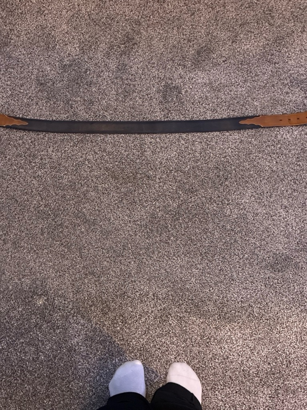 Black Leather Belt with Brown Tip Accents